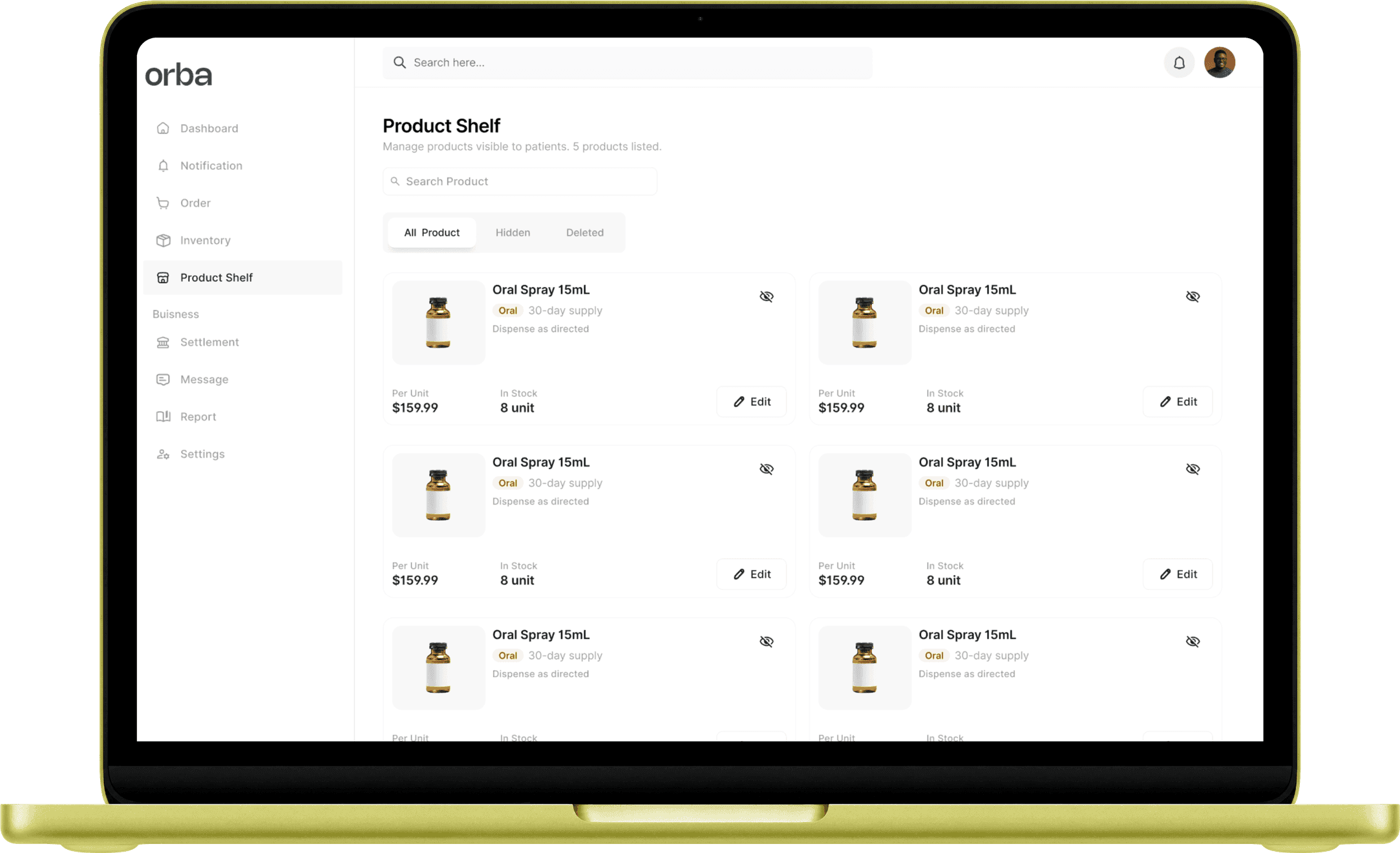 pharmacy Orba dashboard